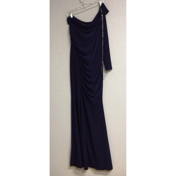 Club L NWT Blue Bardot Long Sleeve Maxi Dress Women’s Size 8 One Shoulder - Picture 1 of 8